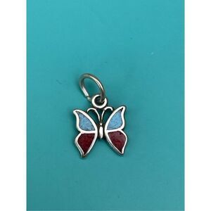 Butterfly Blue Brown Sterling Silver Jewelry Charm #garden